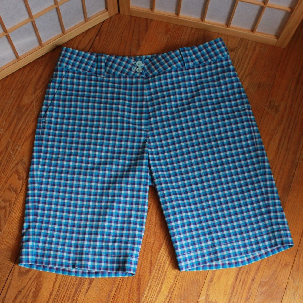 Nike Gold Plaid Print Dri-Fit Bermuda Shorts